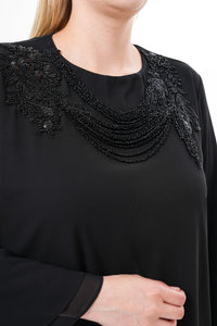 F&G Chiffon Beaded Tunic Black