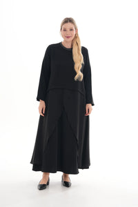 R&Q 2 Pc Chiffon Asymmetrical Dress Black