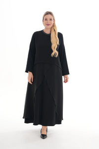 R&Q 2 Pc Chiffon Asymmetrical Dress Black