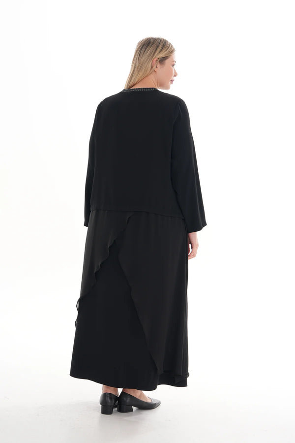 R&Q 2 Pc Chiffon Asymmetrical Dress Black