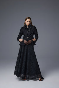 J&S Peplum Lace Set Black