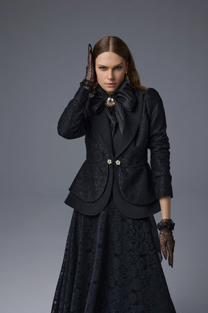 J&S Peplum Lace Set Black