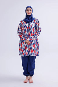 SX Full Cover Plus Size Swimwear Set Navy Blue