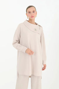 PN Collar Dtld Set Beige