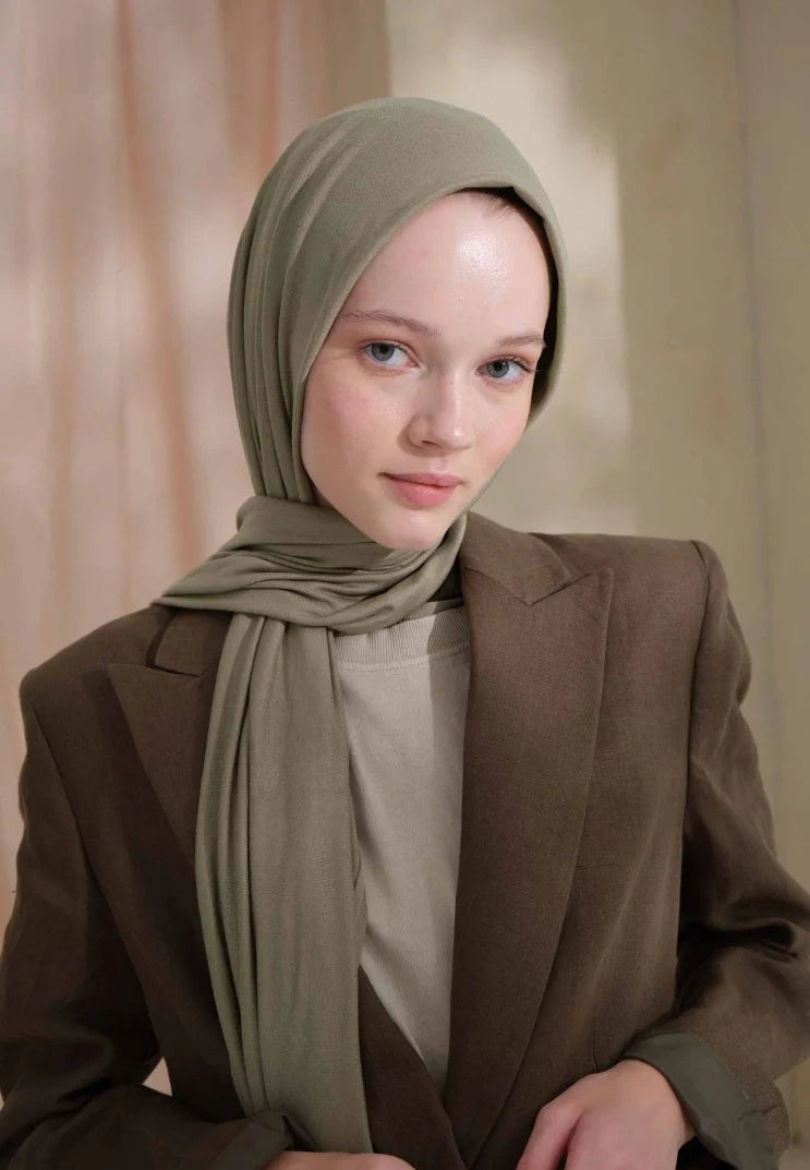Fresh Scarf Jersey Shawl Almond Green