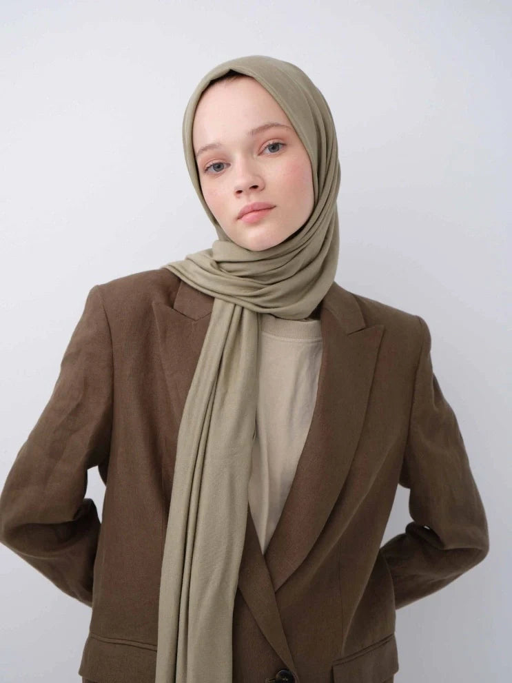 Fresh Scarf Jersey Shawl Almond Green