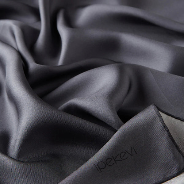Ipekevi 01116 Anthracite Plain Silk Twill Scarf