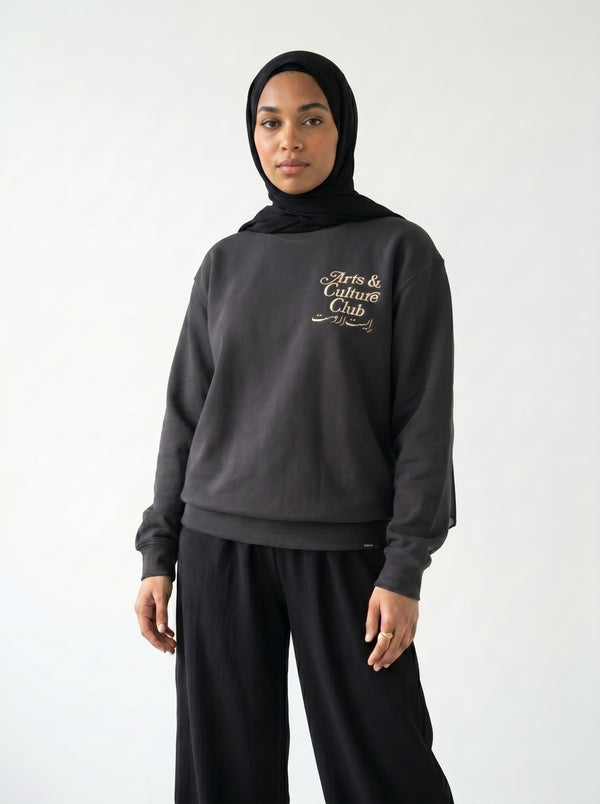 Premium Graphic Crewneck in Black