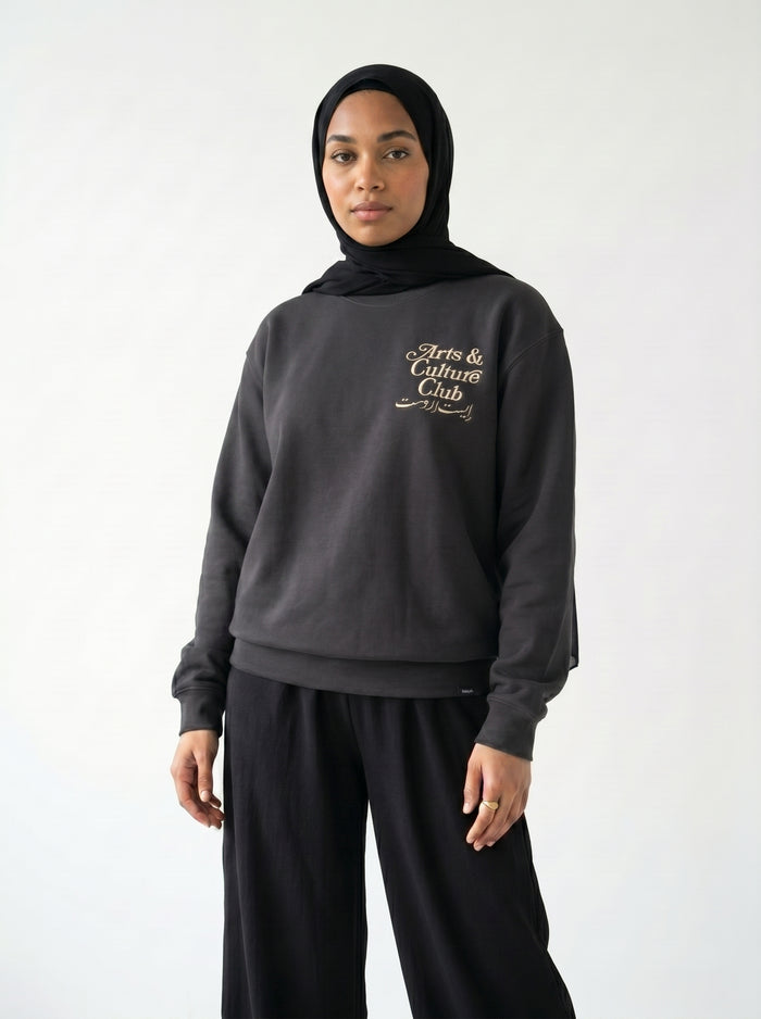 Premium Graphic Crewneck in Black