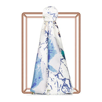Ipekevi 02607 White Navy Wild Rose Print Silk Shawl