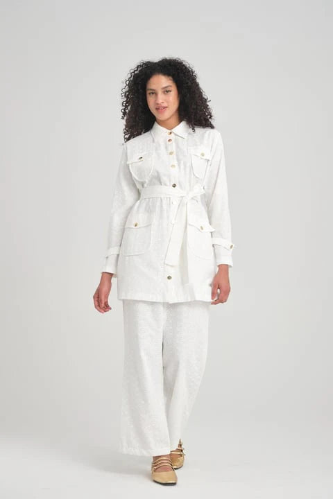 HLY Crystal Pants Set Ecru