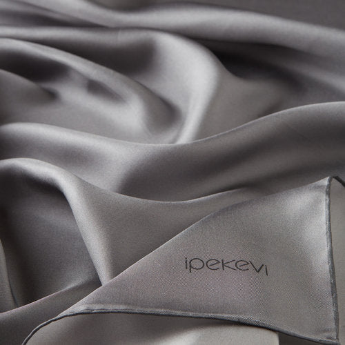Ipekevi 01116 Dark Silver Plain Silk Twill Scarf