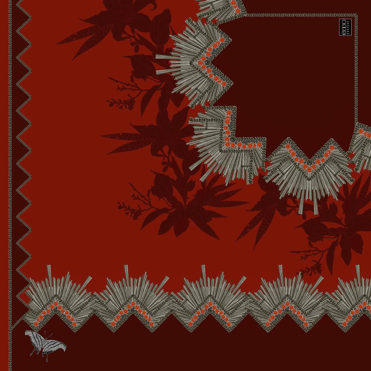 EG Butterfly Silk Scarf Burgundy