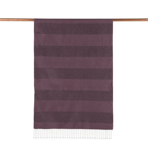 Ipekevi 4088 Fig Purple Block Lurex Striped Silk Shawl