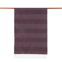 Ipekevi 4088 Fig Purple Block Lurex Striped Silk Shawl