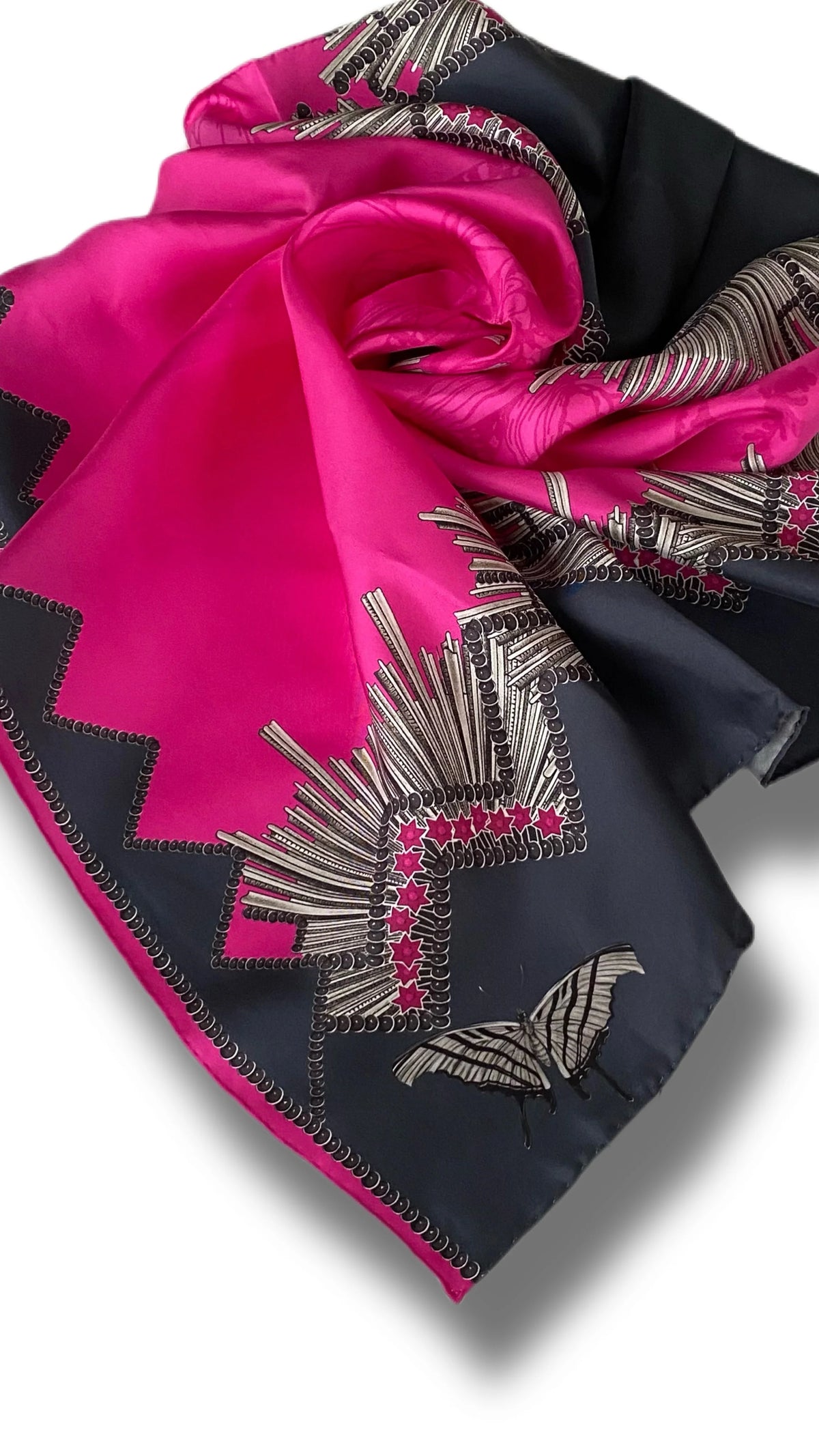 EG Butterfly Silk Scarf Fuchia