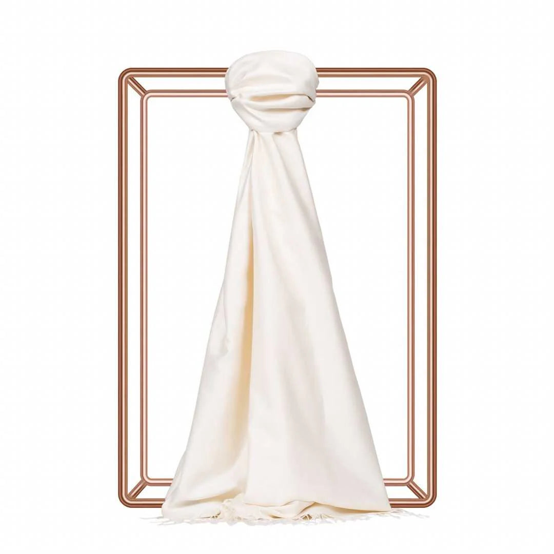 Ipekevi 927 Pearl White Reversible Silk Shawl