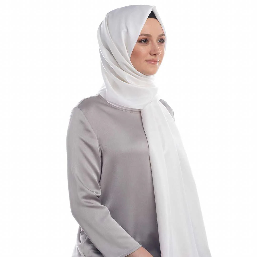 Ipekevi 927 Pearl White Reversible Silk Shawl