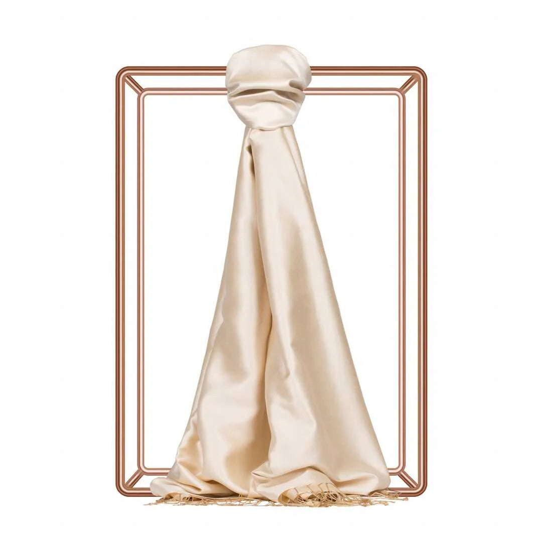 Ipekevi 927 Cream Reversible Silk Shawl