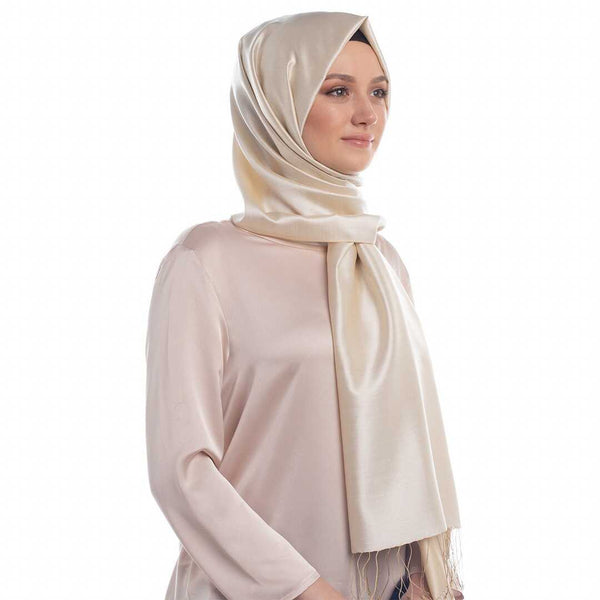 Ipekevi 927 Cream Reversible Silk Shawl