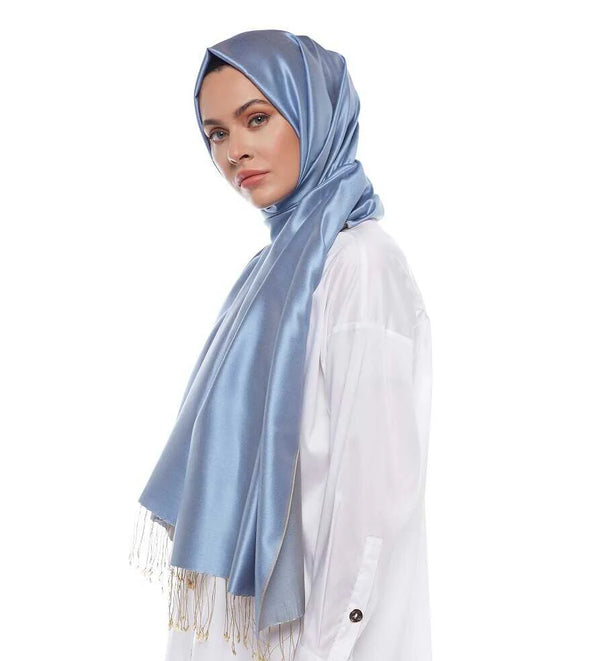 Ipekevi 927 Baby Blue Reversible Silk Shawl