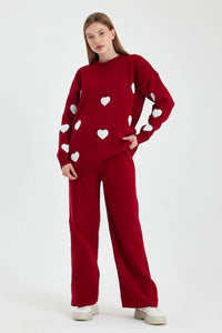 DZL Heart Knitted Set Red