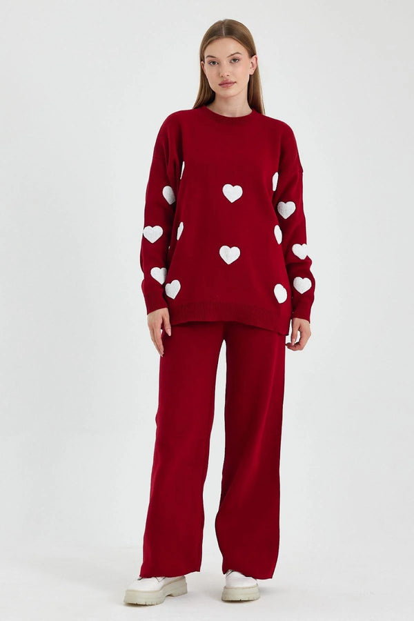 DZL Heart Knitted Set Red