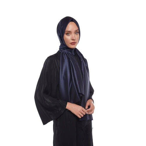 Ipekevi 927 Navy Blue Reversible Silk Shawl