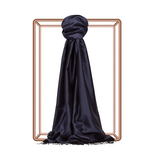 Ipekevi 927 Navy Blue Reversible Silk Shawl
