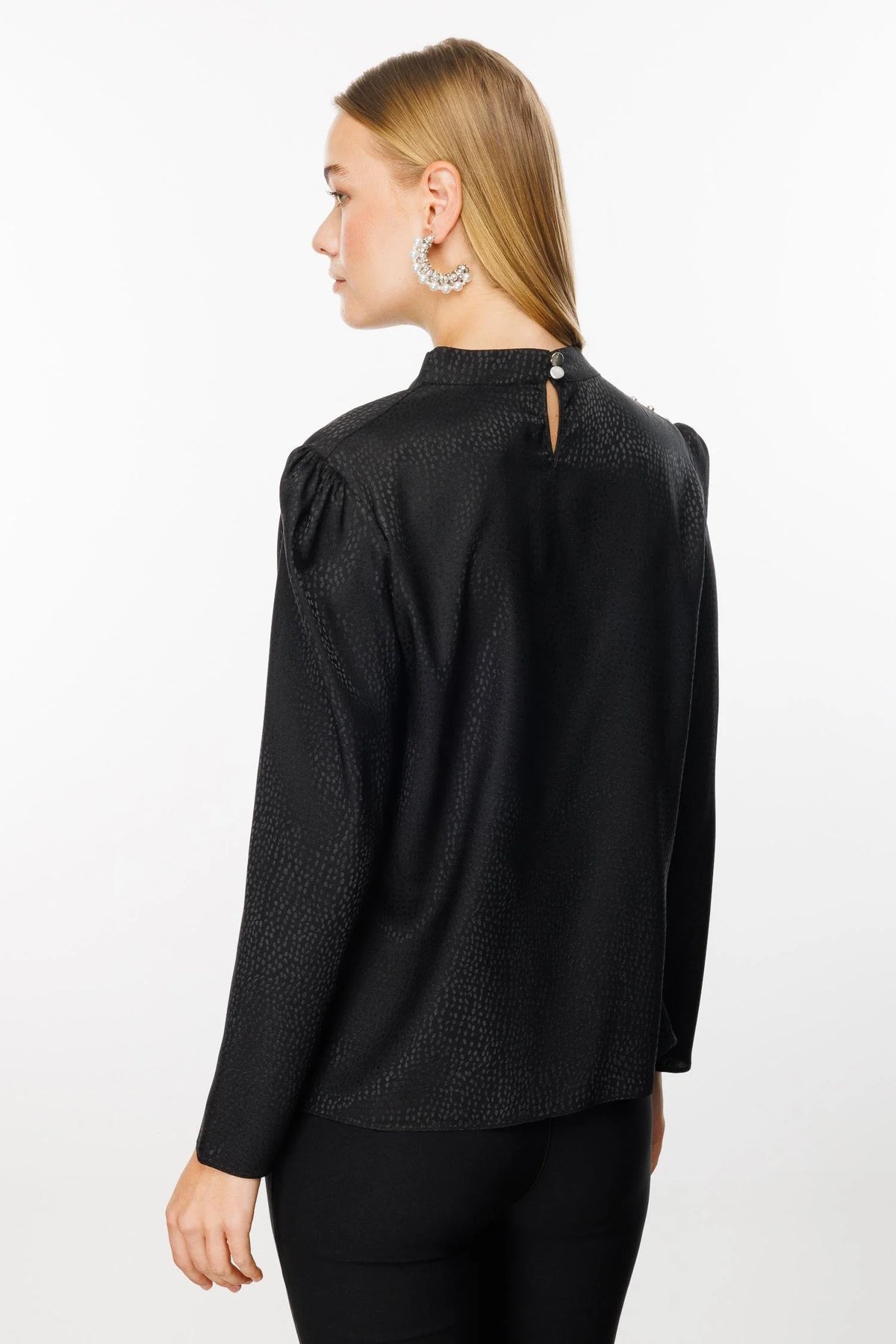 M&I Jacquard Degaje Blouse Black
