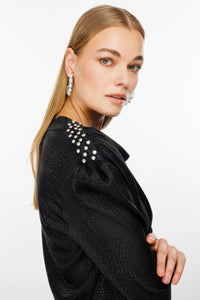 M&I Jacquard Degaje Blouse Black