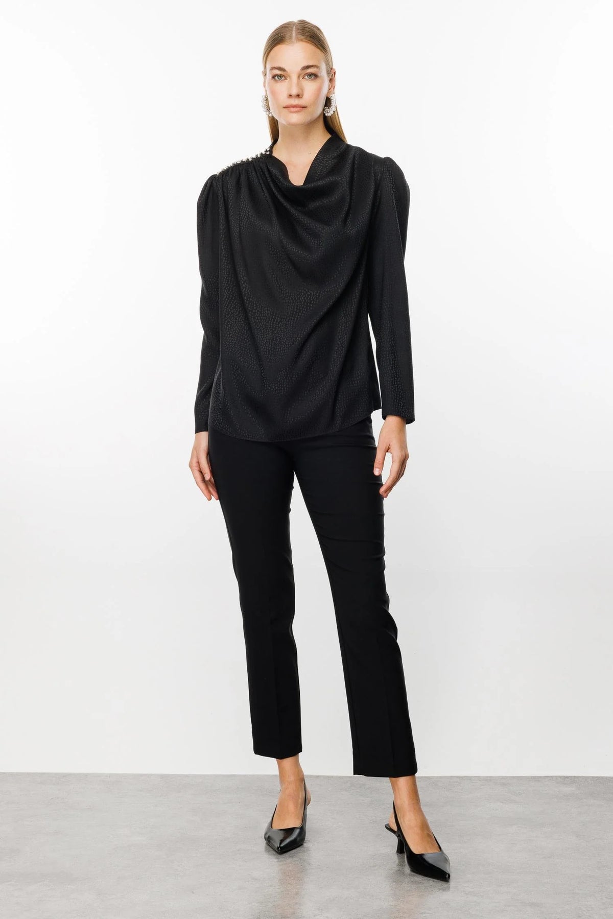 M&I Jacquard Degaje Blouse Black