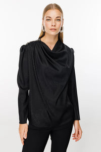 M&I Jacquard Degaje Blouse Black
