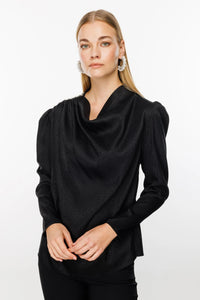 M&I Jacquard Degaje Blouse Black