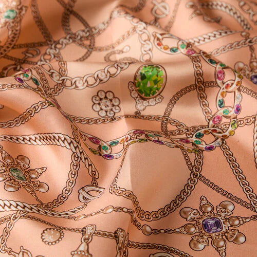 Ipekevi 01326 Peach Heirloom Twill Silk Scarf