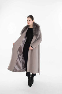 S&D 42376 Real Fur Coat Gray