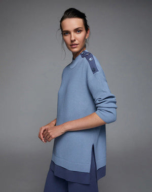 M&D Shoulder Detalied Wool Set Blue