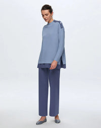 M&D Shoulder Detalied Wool Set Blue