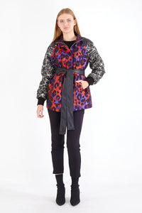 VNV Jacquard Leather Coat Colorfull