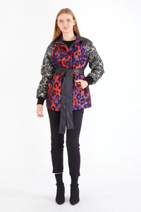 VNV Jacquard Leather Coat Colorfull