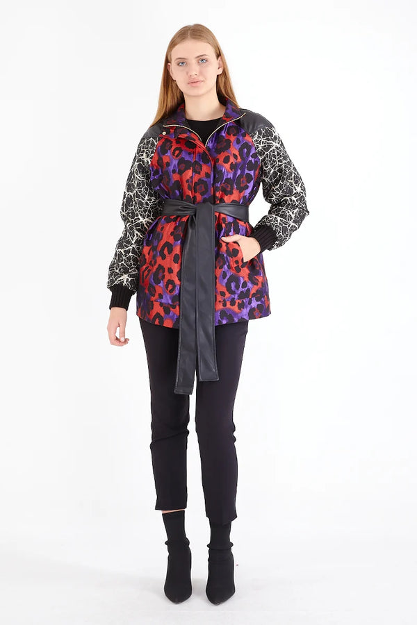VNV Jacquard Leather Coat Colorfull