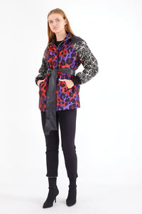 VNV Jacquard Leather Coat Colorfull