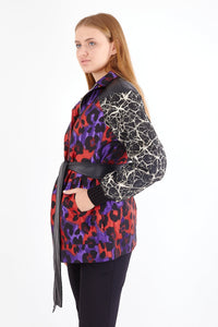 VNV Jacquard Leather Coat Colorfull