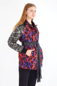 VNV Jacquard Leather Coat Colorfull