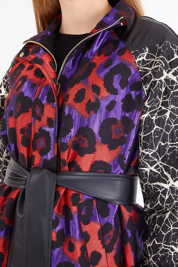 VNV Jacquard Leather Coat Colorfull
