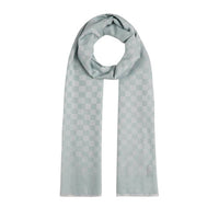 Ipekevi 0668 Water Green Checkered Cotton Silk Shawl