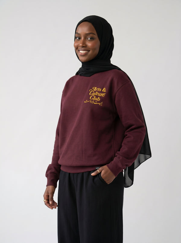 Women's Arts & Culture Club Crewneck Sweatshirt in Chocolate by East Is West