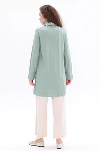 All Slit Shirt Collar Tunic Dark Laurel