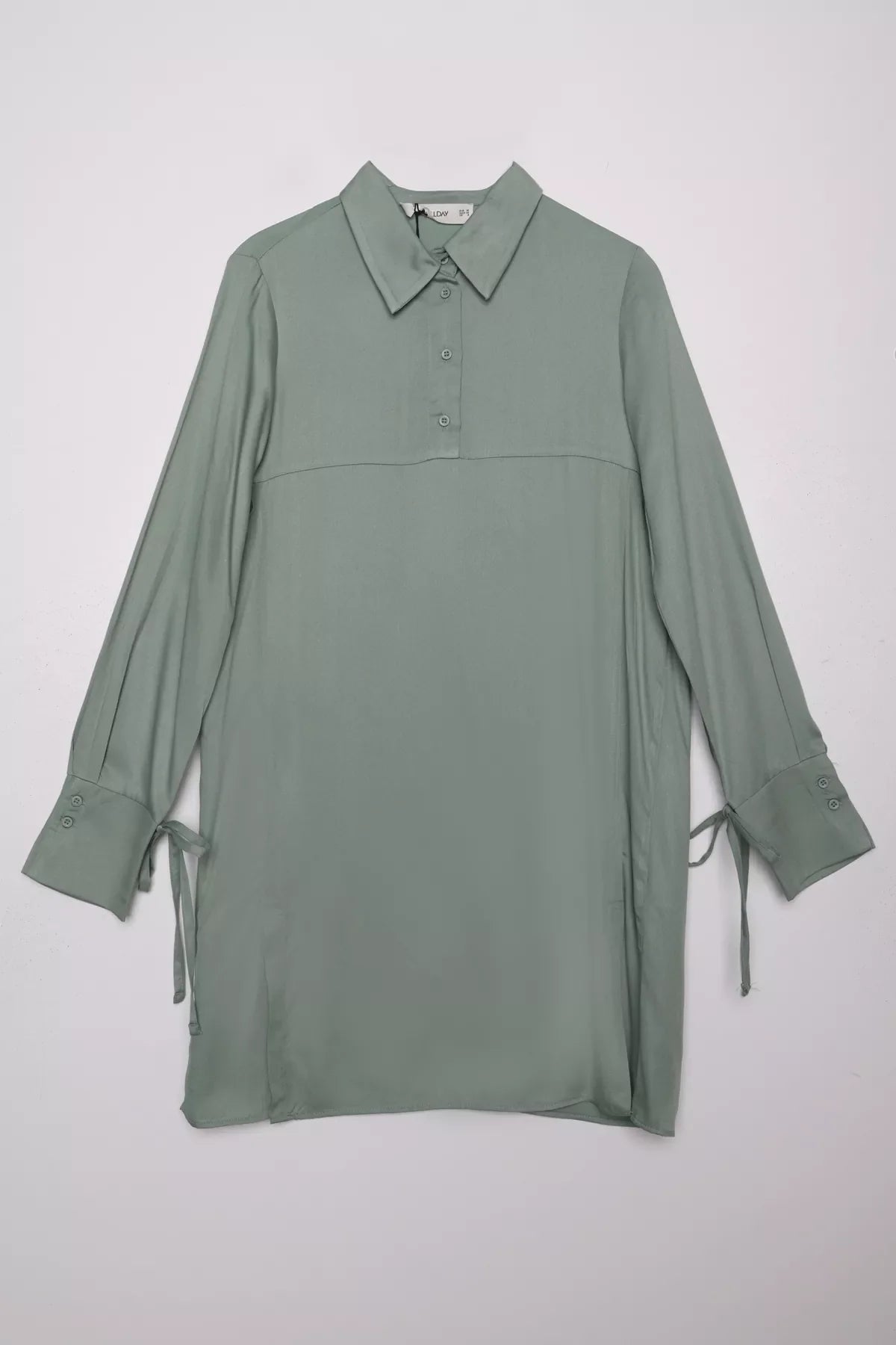 All Slit Shirt Collar Tunic Dark Laurel