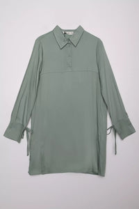 All Slit Shirt Collar Tunic Dark Laurel